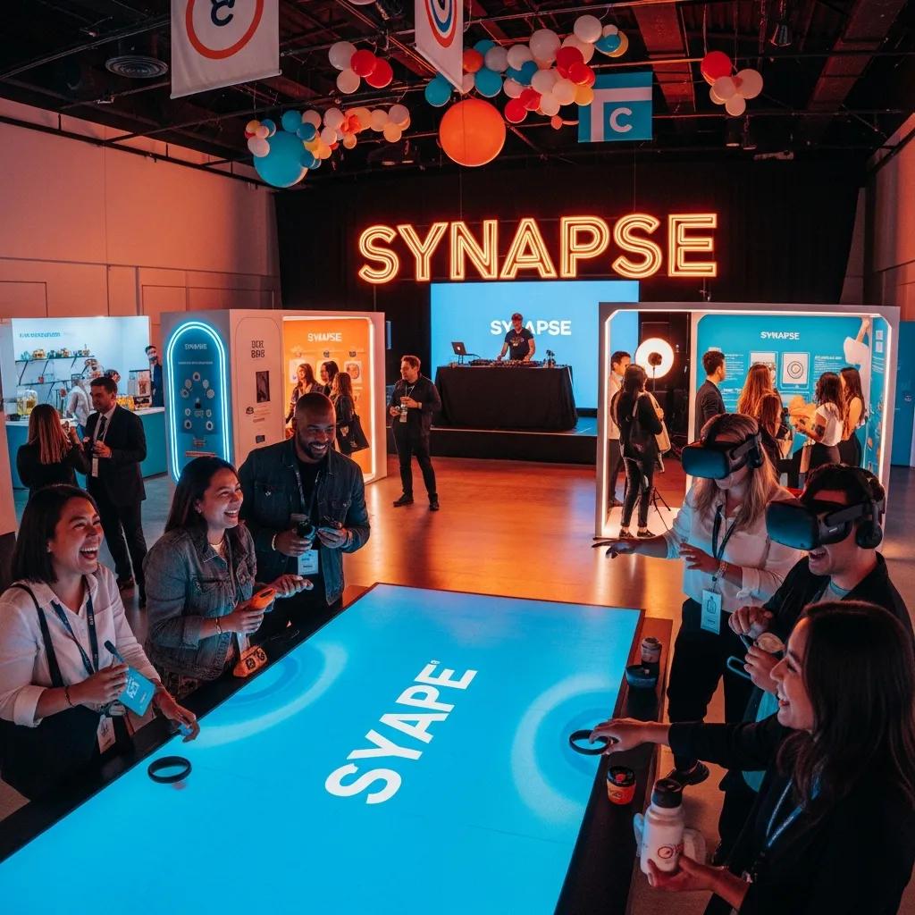 Custom brand activation event with diverse attendees engaging in interactive experiences